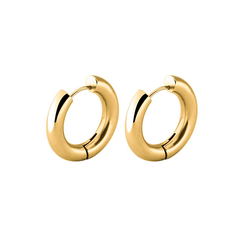 Stainless Steel Round Circle Huggies Hoop Earrings