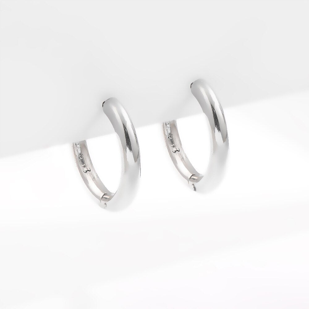 Stainless Steel Round Circle Huggies Hoop Earrings