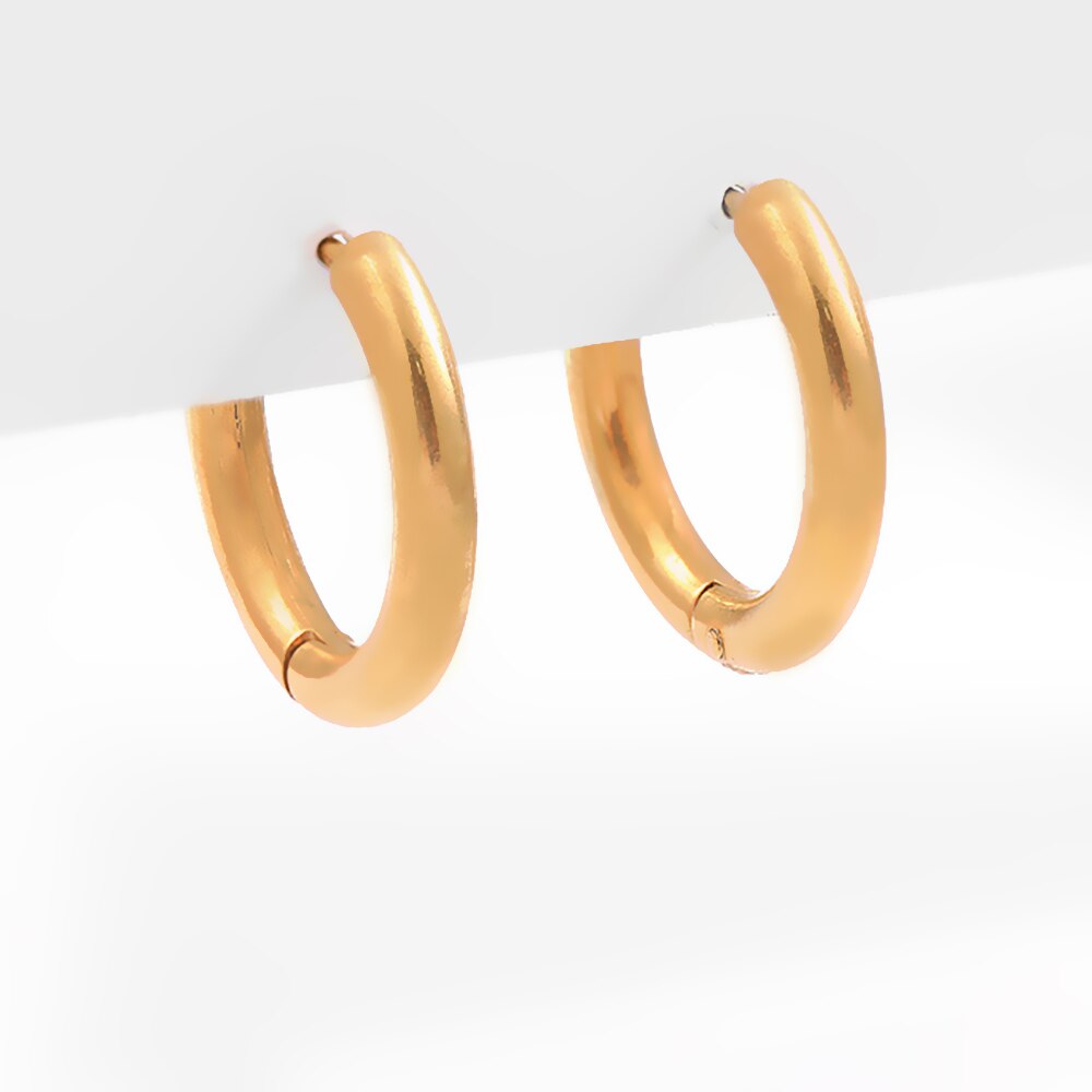 Stainless Steel Round Circle Huggies Hoop Earrings