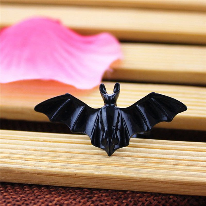 Gothic Adjustable Black Bat Ring