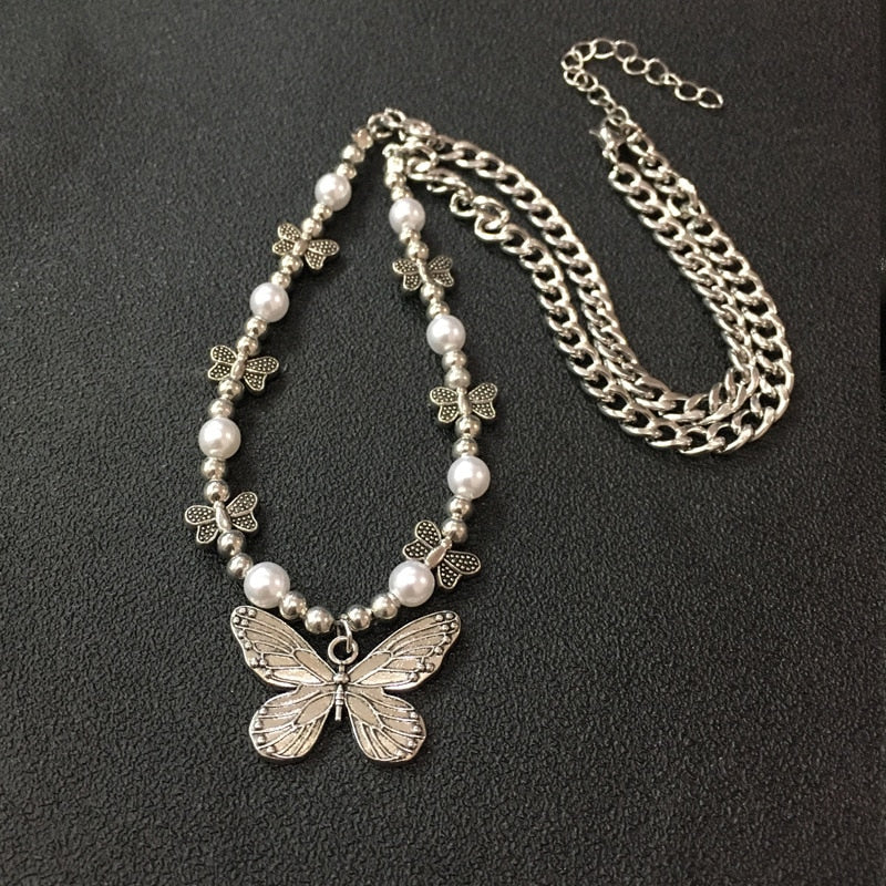 Dreamy Duskywing Gothic Butterfly Chain Necklace