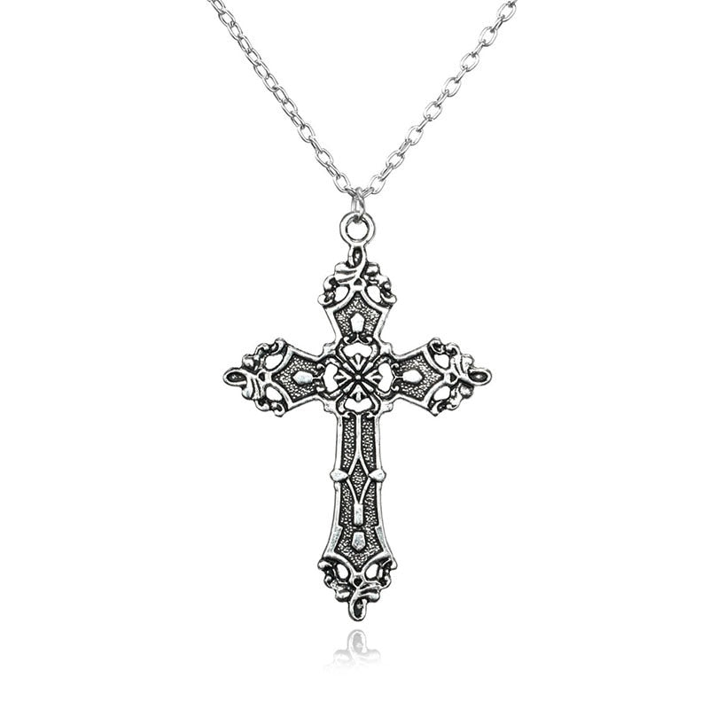 Gothic Grunge Heart Cross Necklace