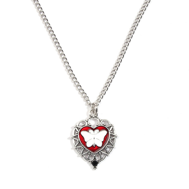 Rock Metal Gothic Hollow Heart Cross Necklace