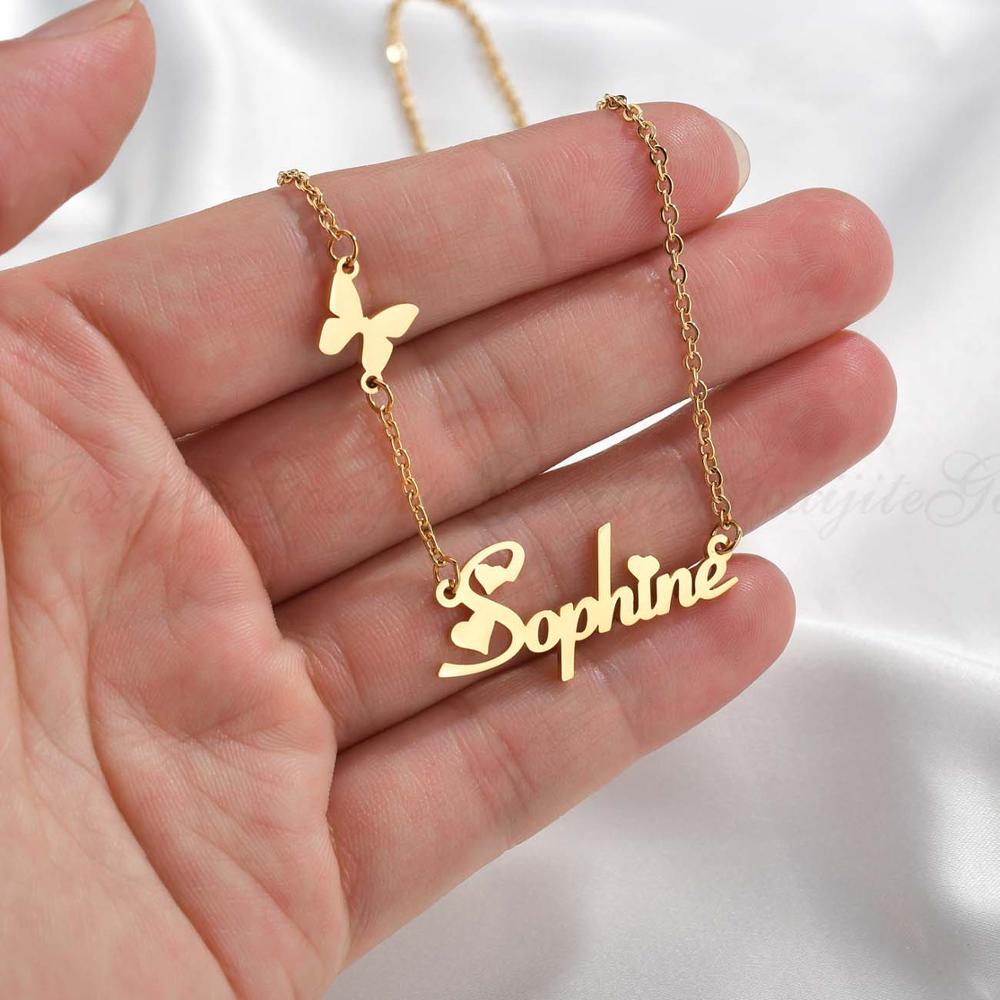 Personalized Stainless Steel Name Butterfly Necklace