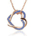 Austrian Crystal Double Heart Necklace-Necklace-Kirijewels.com-Gold Blue-Kirijewels.com