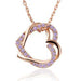Austrian Crystal Double Heart Necklace-Necklace-Kirijewels.com-Gold Purple-Kirijewels.com