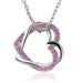 Austrian Crystal Double Heart Necklace-Necklace-Kirijewels.com-Silver Pink-Kirijewels.com