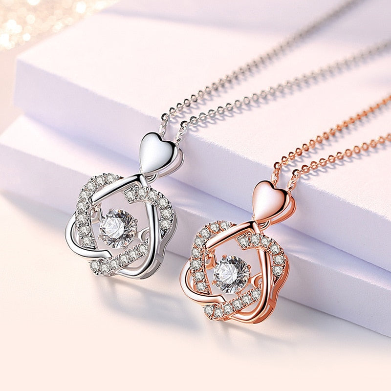 Brianna Sterling Silver Moving Heart Necklace