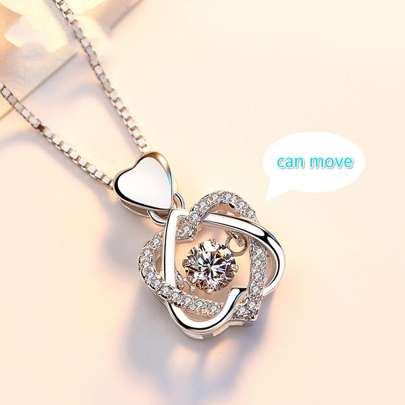 Brianna Sterling Silver Moving Heart Necklace