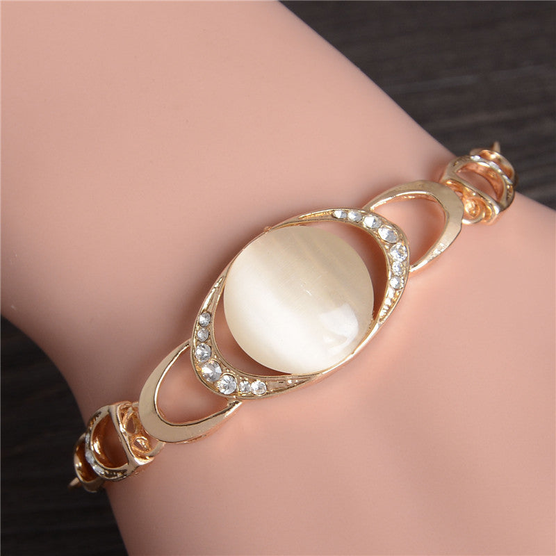 Imitation Crystal Chain Adjustable Pearl Bracelet