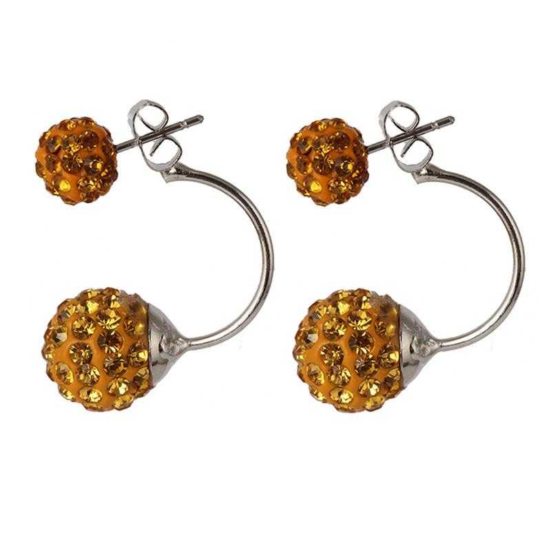 Shamballa Stud Earrings-earrings-Kirijewels.com-yellow E1753-Kirijewels.com