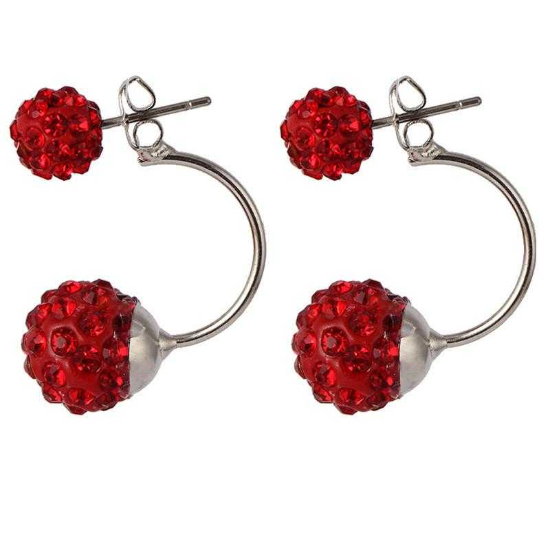 Shamballa Stud Earrings-earrings-Kirijewels.com-red E1759-Kirijewels.com