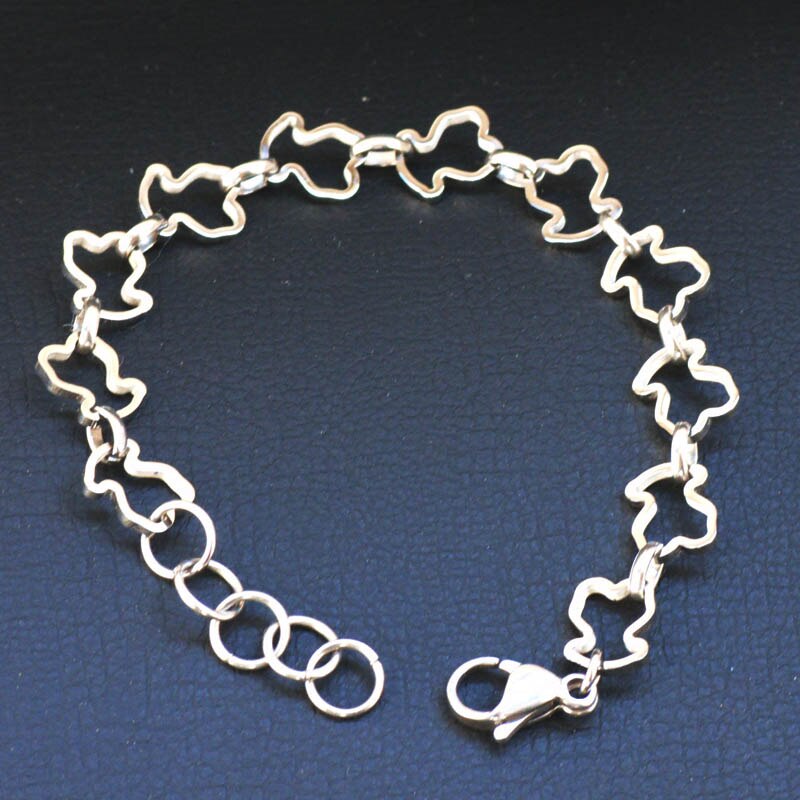 Hollow Stainless Steel Thick Bear Buckle Bracelet