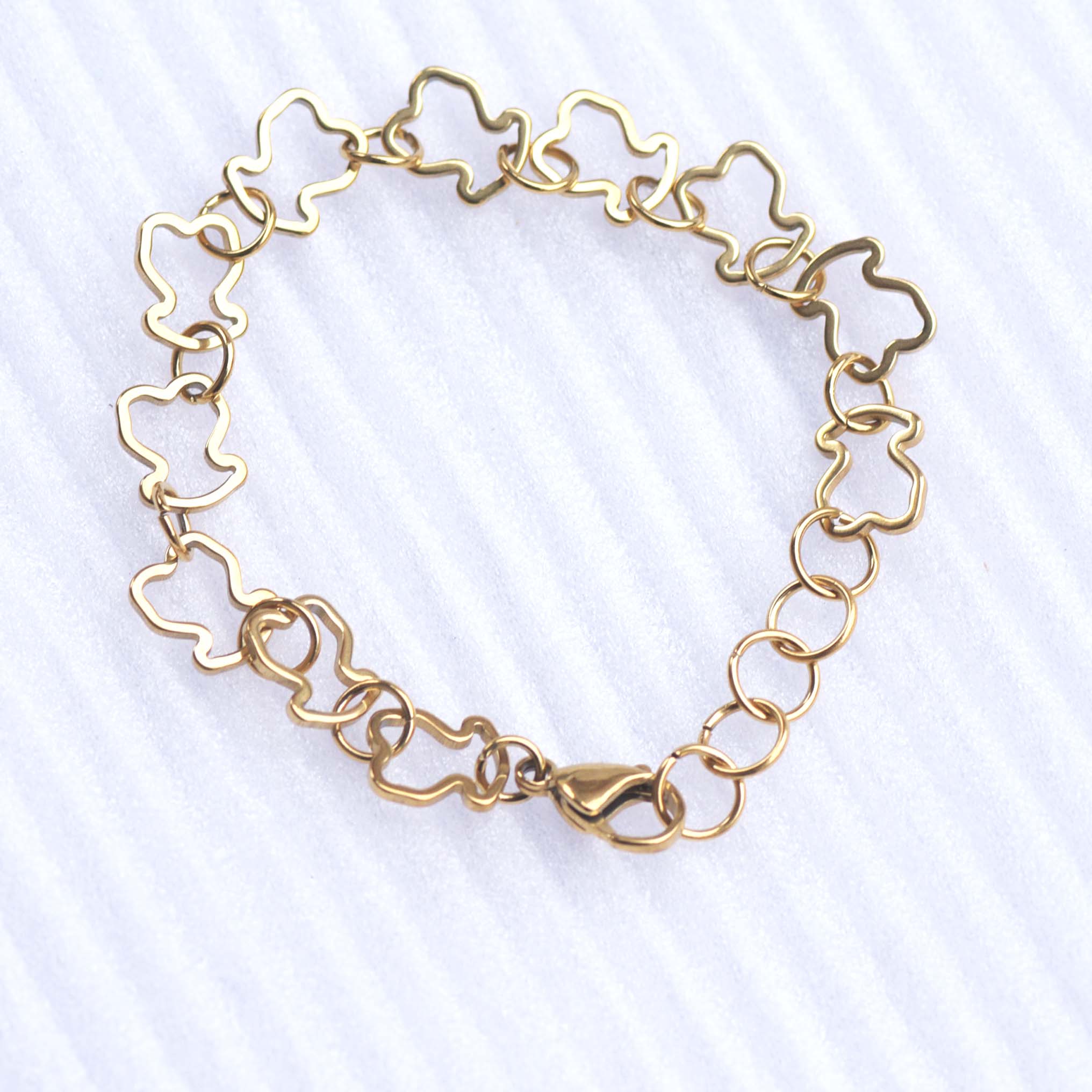 Hollow Stainless Steel Thick Bear Buckle Bracelet