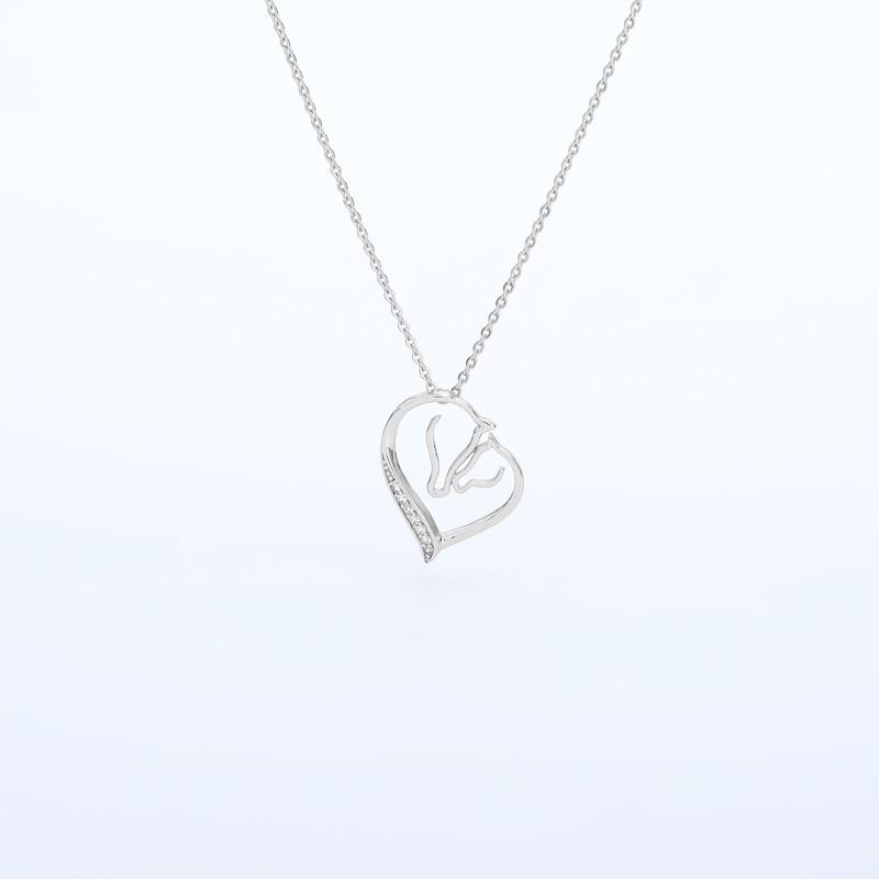 Hollow Heart Double Horse Necklace - Kirijewels.com