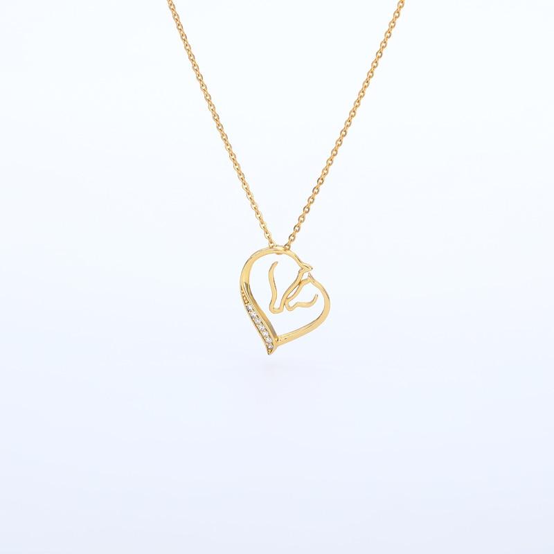 Hollow Heart Double Horse Necklace - Kirijewels.com