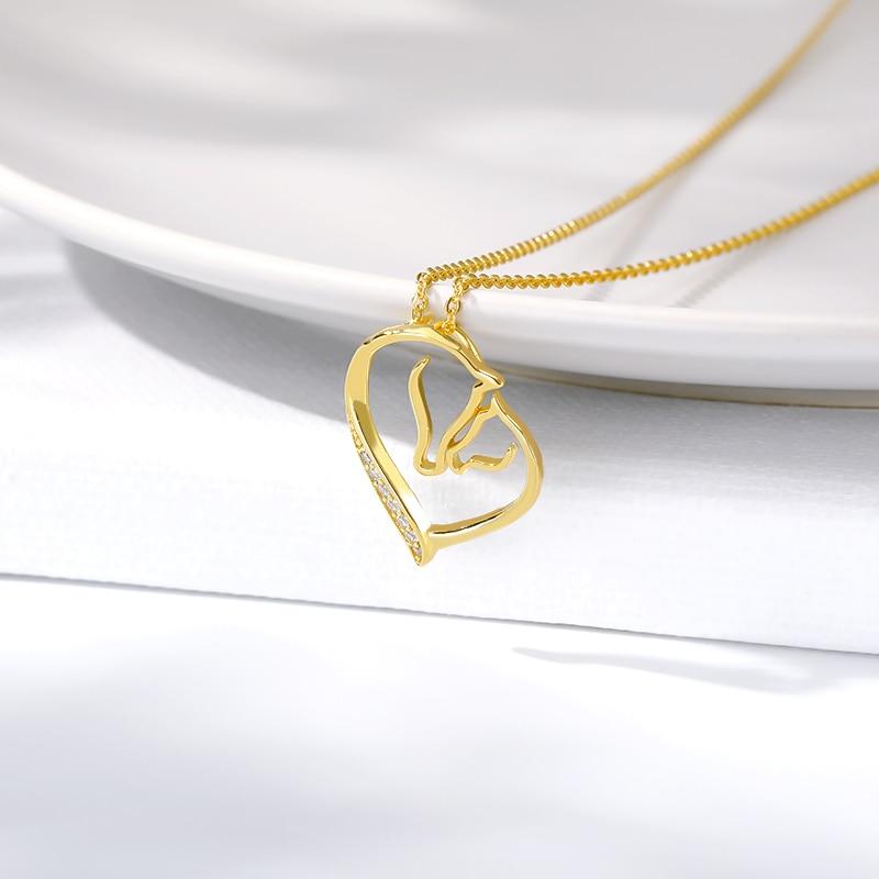 Hollow Heart Double Horse Necklace - Kirijewels.com