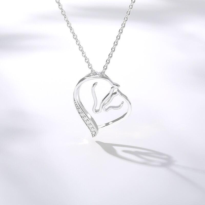 Hollow Heart Double Horse Necklace - Kirijewels.com