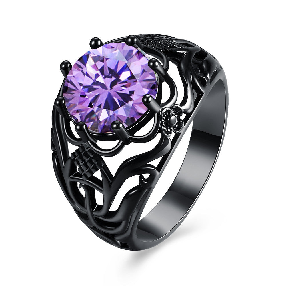 Luxury Vintage Black Zirconia Ring-Rings-Kirijewels.com-6-Purple-Kirijewels.com