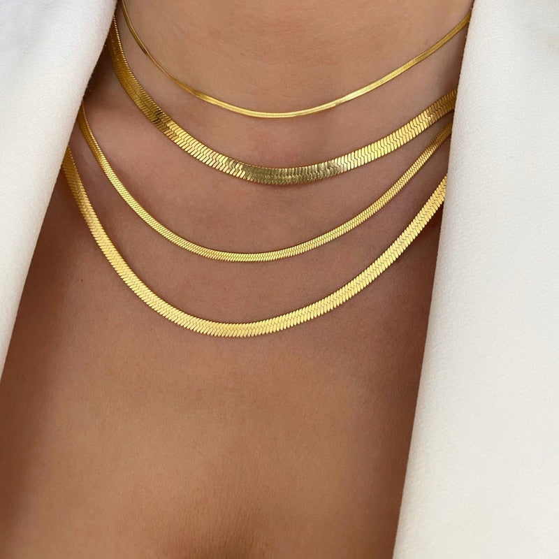Herringbone Stainless Steel Snake Chain Necklace