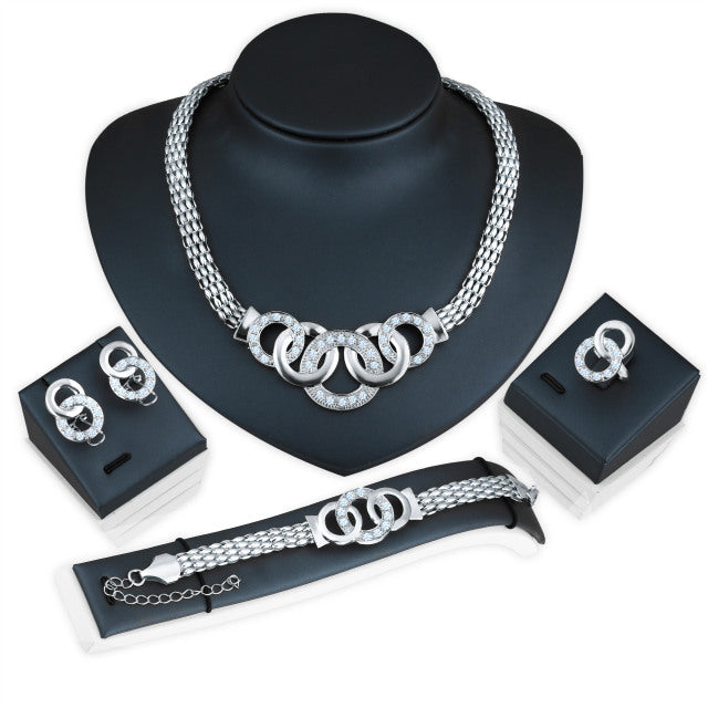 Classic Crystal Zircon Metal Chain Jewelry Set