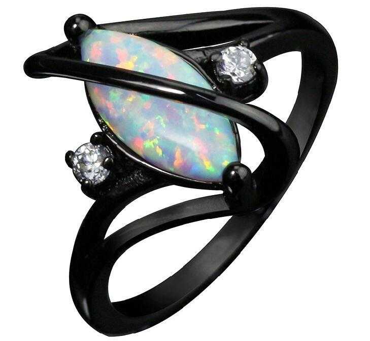 Triple A Crossed Marquise White Fire Opal Ring-Rings-Kirijewels.com-6-White Opal-Kirijewels.com