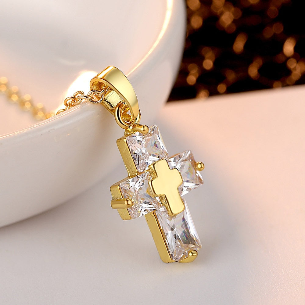 Banquet Crystal Zircon Jesus Cross Necklace