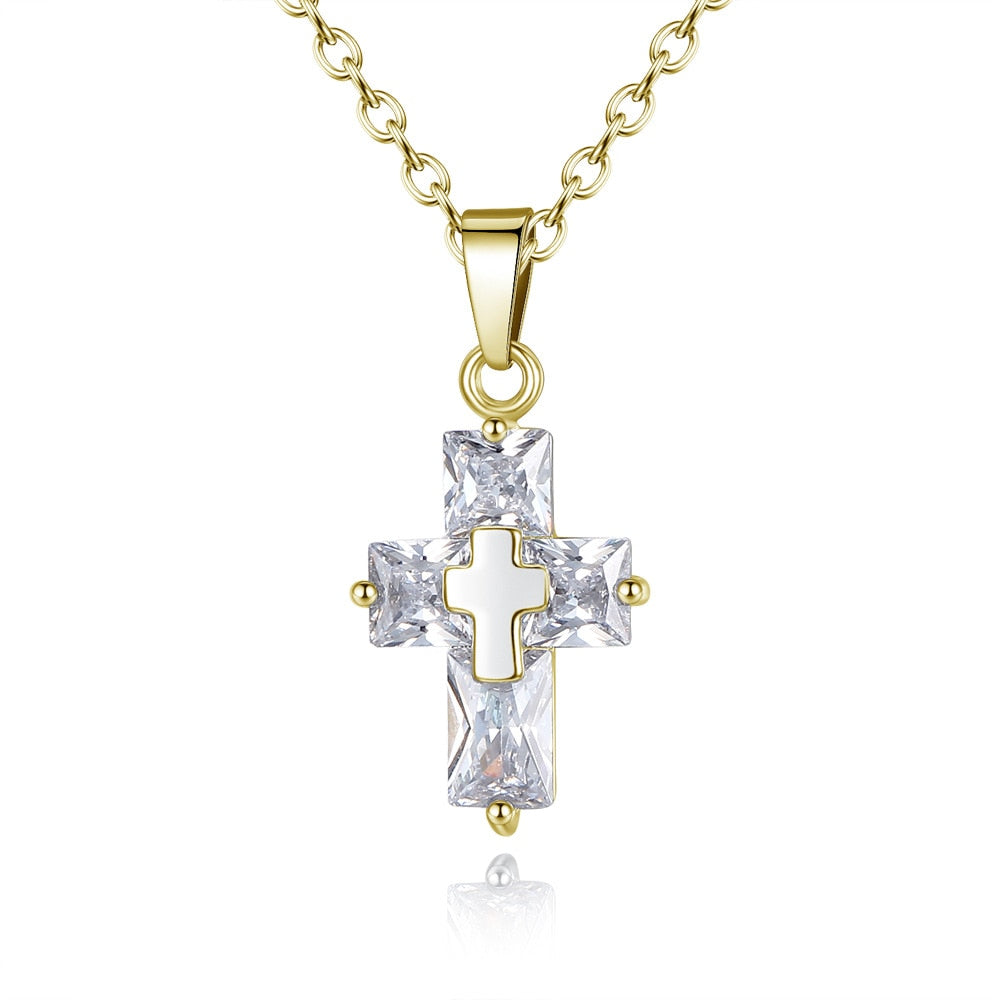 Banquet Crystal Zircon Jesus Cross Necklace