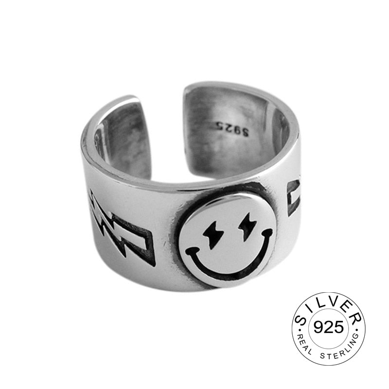 Smile Sterling Silver Gothic Lightning Ring