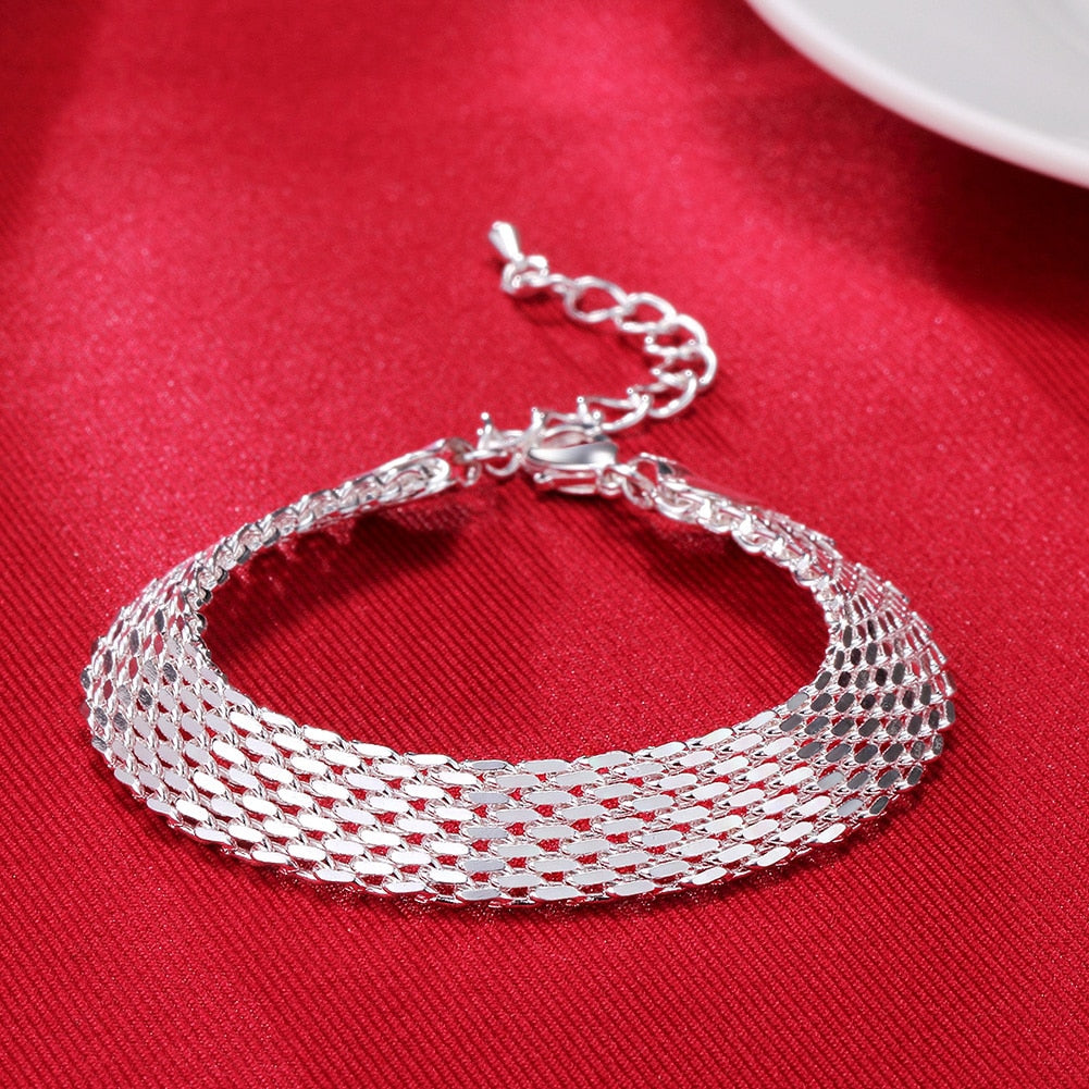 Exquisite 925 Sterling Silver Weaving Chain Bracelet