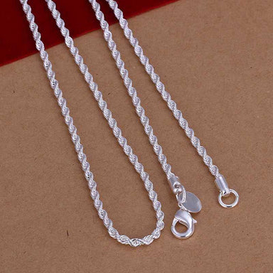 Sterling Silver Twisted Chain Necklace-Necklace-Kirijewels.com-silver SMTN226-16inchs-Kirijewels.com