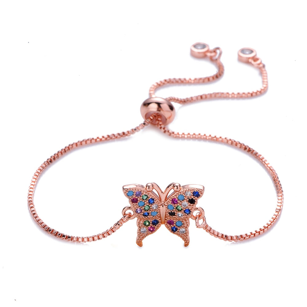 Adjustable Rainbow Sea Turtle Butterfly Bracelet