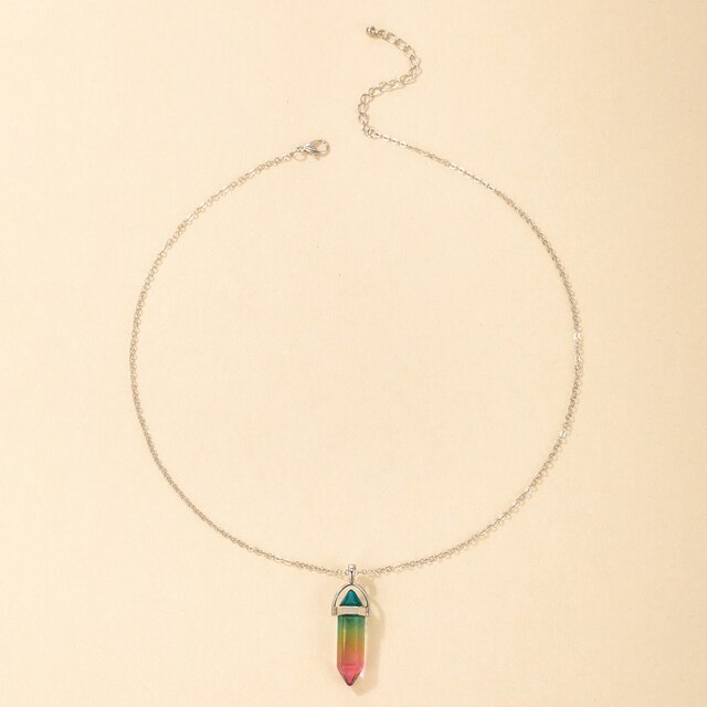 Rainbow Stone Pendant Necklace