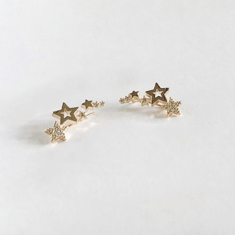 Huitan White Zircon Exquisite Star Drop Earrings