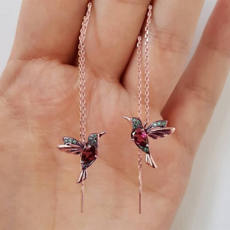 Personality Hummingbird Hanging Earrings