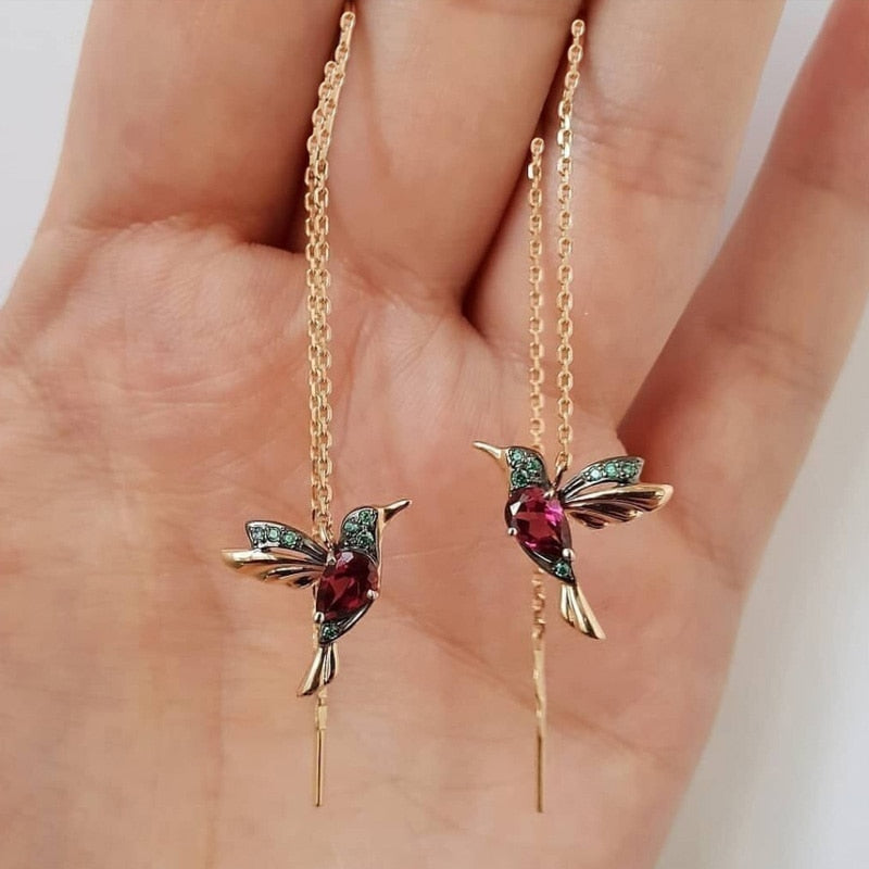 Personality Hummingbird Hanging Earrings