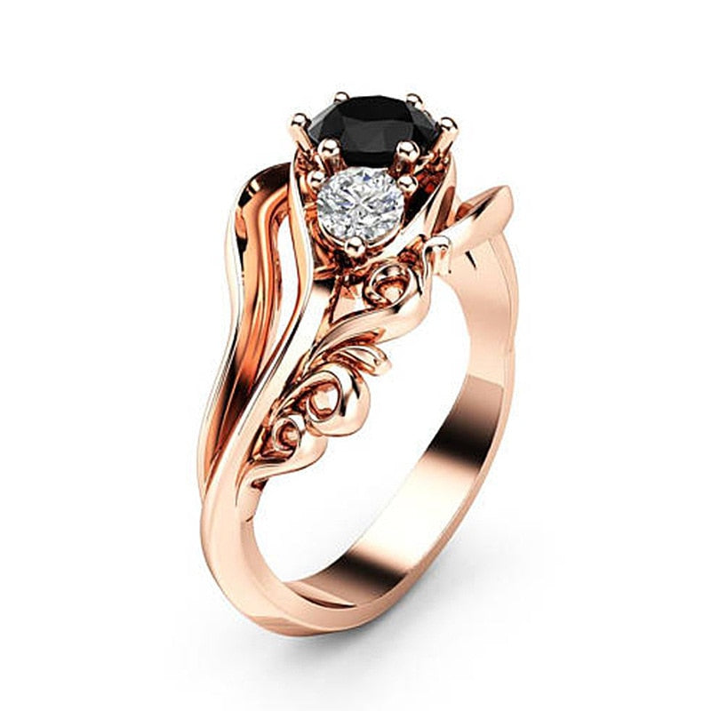 Emma Unique Twist Black Stone Witch Ring