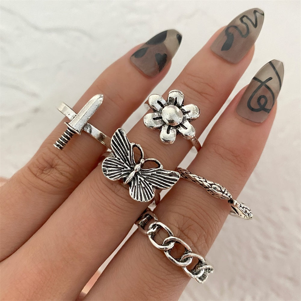 Bella Bohemian Hollow Out Butterfly Ring Set