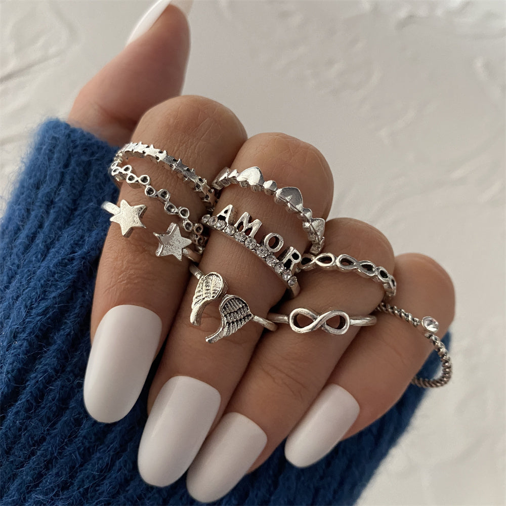 Bella Bohemian Hollow Out Butterfly Ring Set