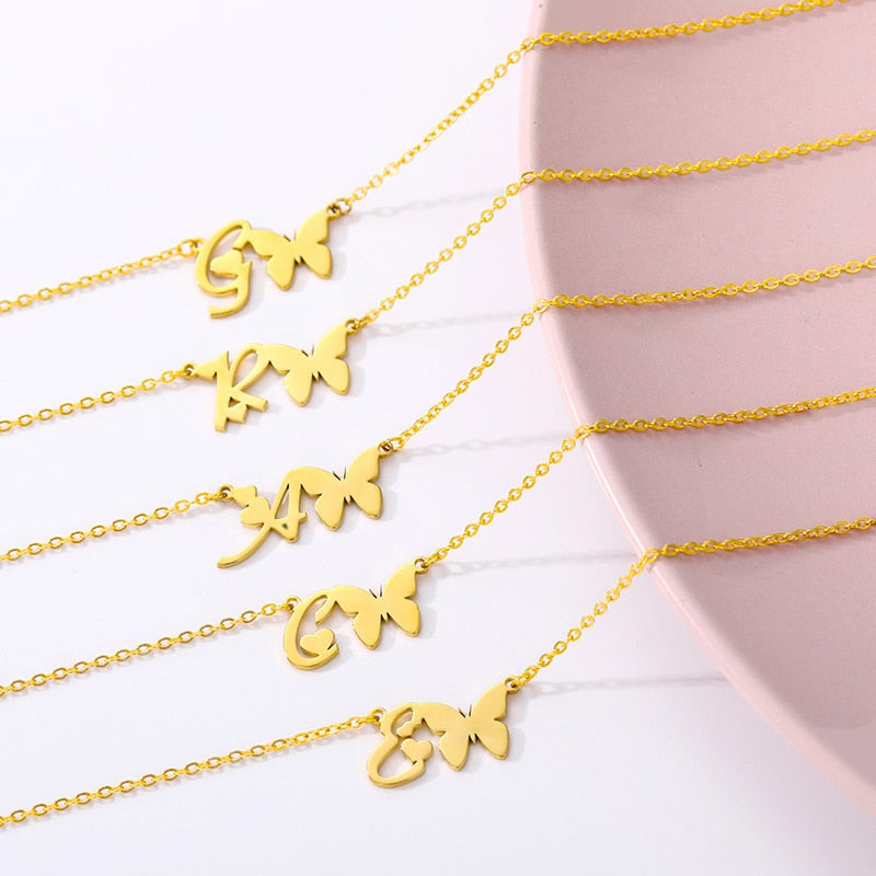 Ava Alphabet Personalized Butterfly Necklace
