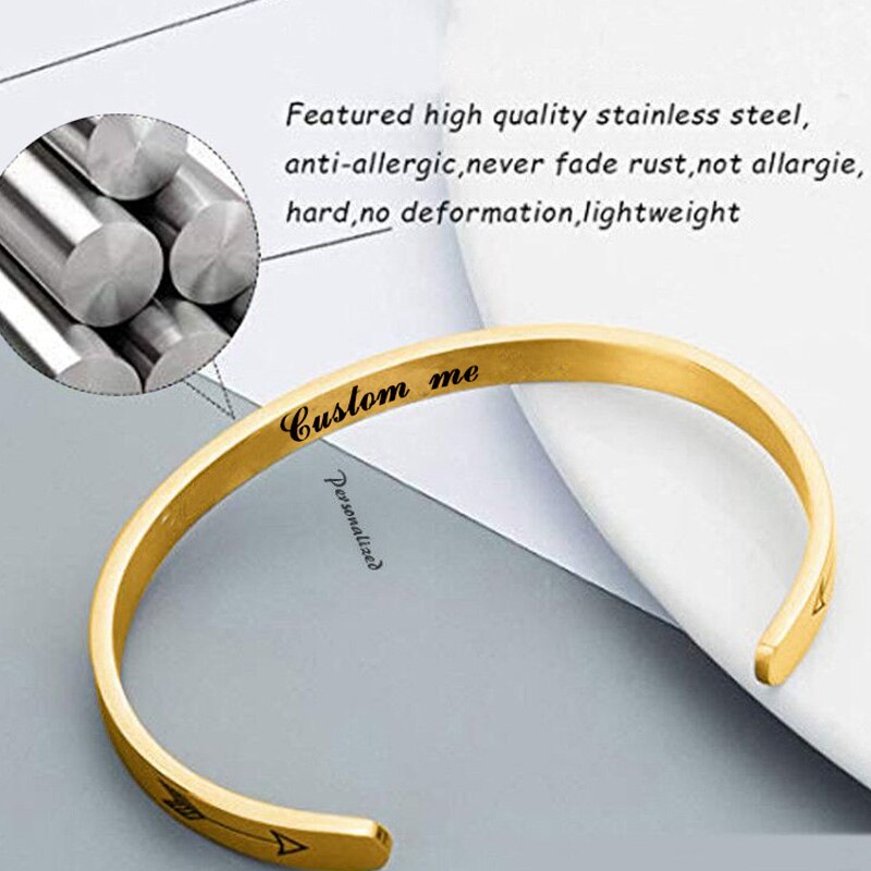 Eva Personalized Engraved Inspirational Cuff Bracelet