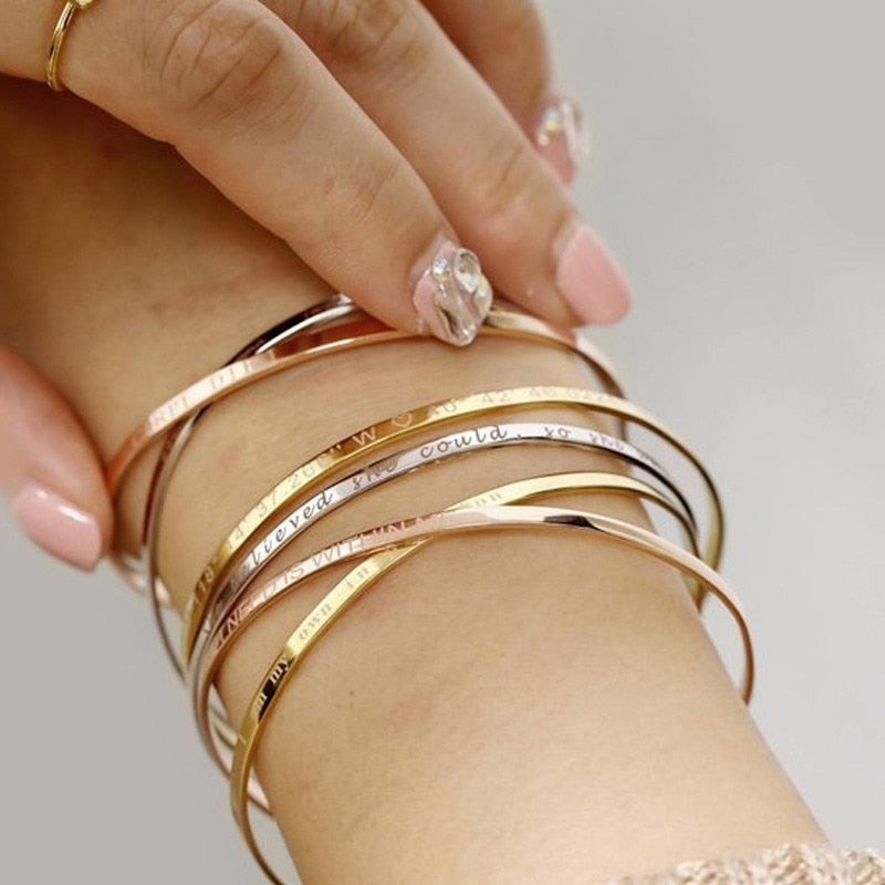 Eva Personalized Engraved Inspirational Cuff Bracelet