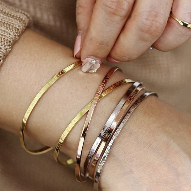 Eva Personalized Engraved Inspirational Cuff Bracelet