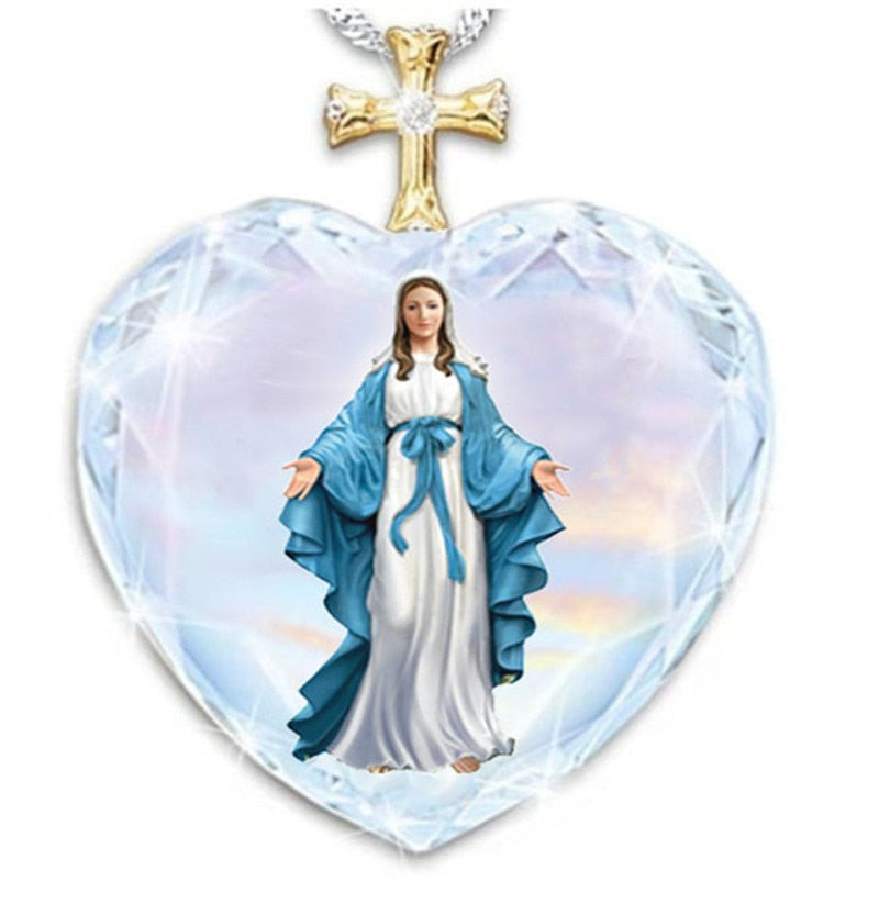 Virgin Mary And Jesus Cross Necklace