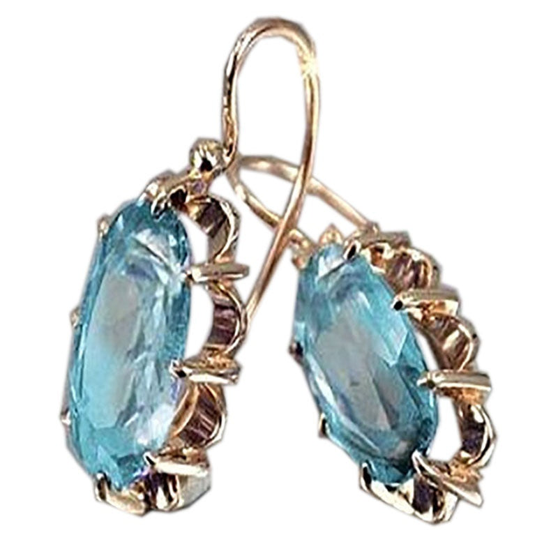 Vintage Boho Oval Crystal Dangle Earrings