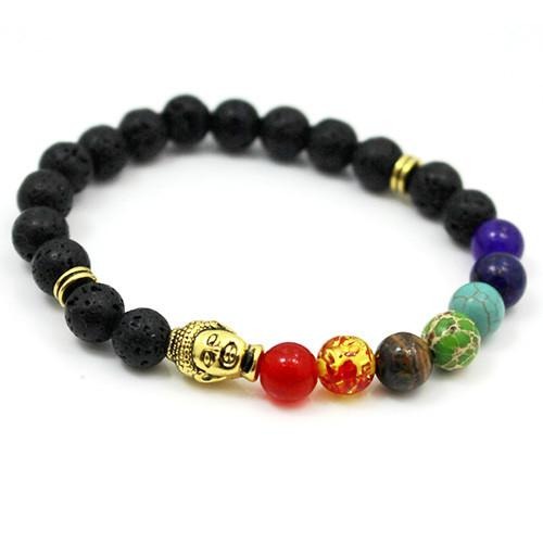 7 Chakra Bracelet Healing Balance Beaded Lava Natural Stone Yoga