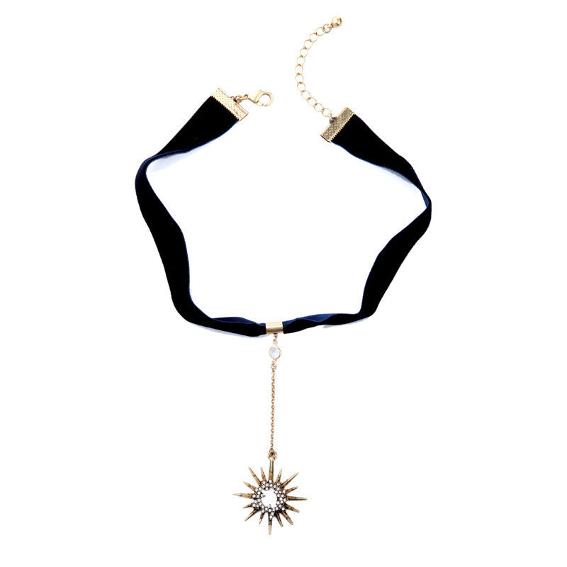 Free Crystal Star Ribbon Choker Necklace-Choker Necklaces-Kirijewels.com-black-37cm-Kirijewels.com