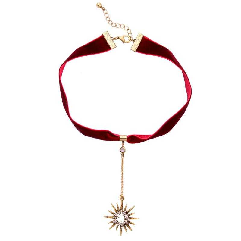 Crystal Star Ribbon Choker Necklace-Choker Necklaces-Kirijewels.com-red necklace-37cm-Kirijewels.com