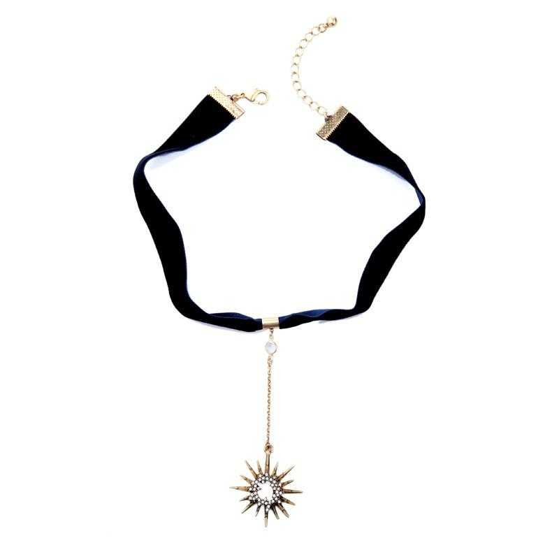 Crystal Star Ribbon Choker Necklace-Choker Necklaces-Kirijewels.com-black-37cm-Kirijewels.com