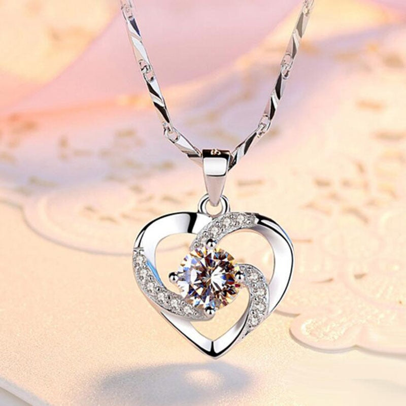 Rosa 925 Sterling Silver Heart Chain Necklace
